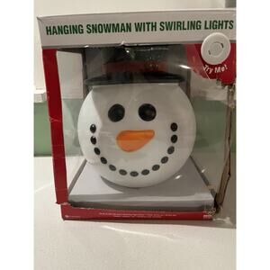 Snowman Blow Mold Swirling Lights Hanging Decor With Timer 10.25” In Box